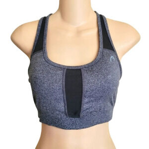 Head Heather Gray and Black Mesh Activewear Sports Bra Size Women's Small